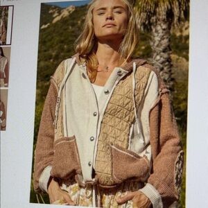 POL Two-Tone Quilted Utility Jacket